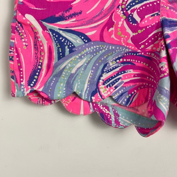 Lilly Pulitzer Buttercup Oh My Guava 9" Shorts 100% Cotton Preppy Scalloped 10 - Picture 3 of 11